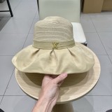 超話題! ルイヴィトン n級品 春夏オーガンザ大リボン麦わら帽子サンバイザー女性折り畳みリボン優雅な旅リゾート漁師帽