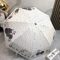 使い勝手良し シャネル コピー Chanel バラの花の柄の三つ折り自動折りたたみ晴雨傘