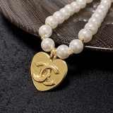 【話題商品！】シャネル 激安偽物 ChanelのダブルCパールハート ネックレス