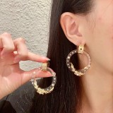 【限定】シャネル コピー の透明水晶真珠茶花星文字組み合わせイヤリング