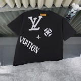 一目惚れ♪ ルイヴィトン コピー 25 ssクラシックなオールドフラワーのアルファベットロゴ落書き半袖Tシャツ