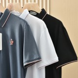 超奇跡の入荷☆ モンクレール n級品 の春夏の定番刺繍ロゴビジネスカジュアル桑蚕糸半袖ポロシャツ3色