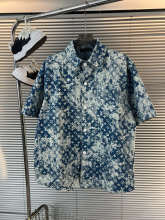 日本未入荷 ルイヴィトン 激安偽物 のLV 25SS春夏オールドフラワーレトロ水洗いデニム半袖シャツコート