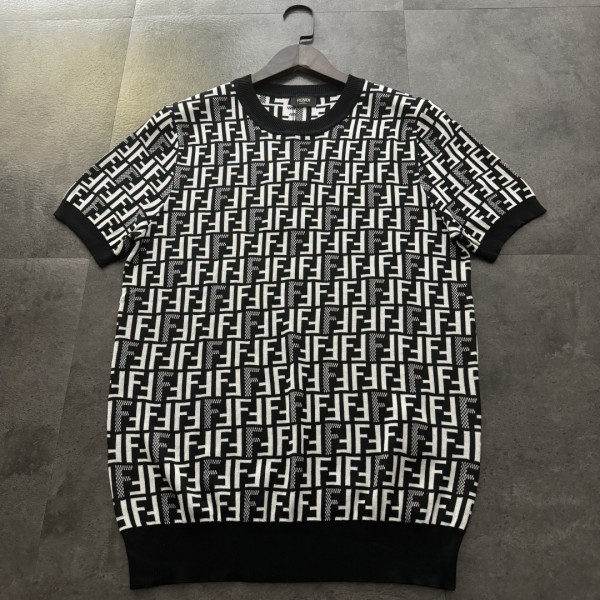 使い勝手良し フェンディ 激安偽物 のジャカードシルクセーター半袖Tシャツ