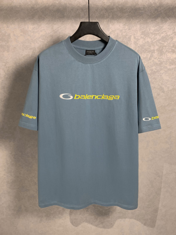 追跡付 バレンシアガ コピー ロゴアルファベット刺繍ラウンドネック半袖Tシャツ