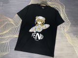 【限定】フェンディ コピーおすすめ のプリントアルファベットロゴラウンドネック半袖Tシャツ2色