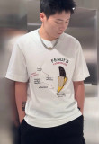 日本未入荷 フェンディ 偽物通販  のプリントアルファベットロゴラウンドネック半袖Tシャツ2色