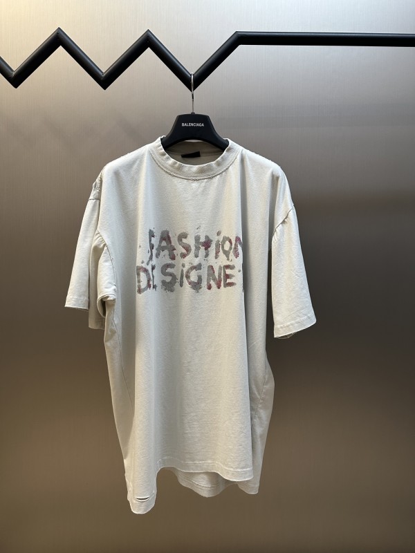 超奇跡の入荷☆ バレンシアガ コピー の金沙キラキラプリント半袖