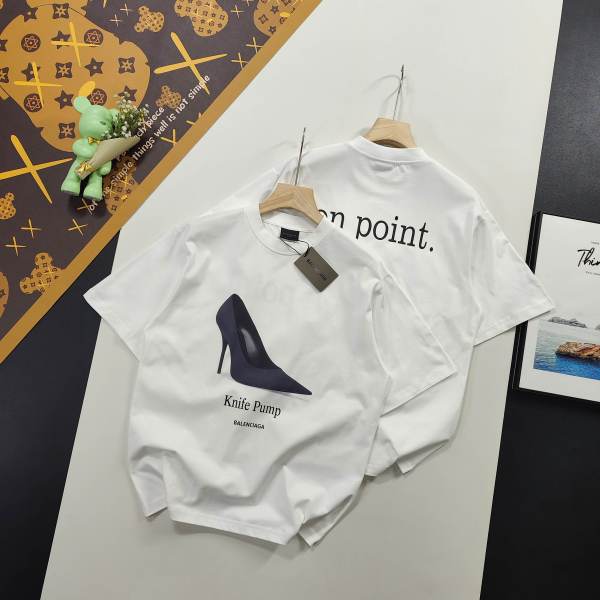 超話題! バレンシアガ コピーおすすめ の2025 SSハイヒール前後直噴プリント半袖Tシャツ