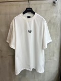 追跡付 バレンシアガ コピー 25 SS新型夏服の定番麦の穂のダブルB刺繍のシンプルな半袖Tシャツ