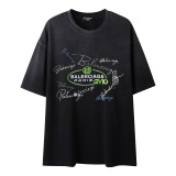【限定】バレンシアガ コピーおすすめ 2025 SS春夏新作BLCG水洗い旧レーシングカーサイン刺繍ロゴ半袖Tシャツ