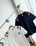 超奇跡の入荷☆ バーバリー n級品 Burberryパッチワークネックバイカラーリボン刺繍半袖Tシャツ2色