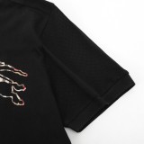★超人気 バーバリー 激安偽物 Burberryのチェック柄透かし彫り戦馬半袖ポロシャツ