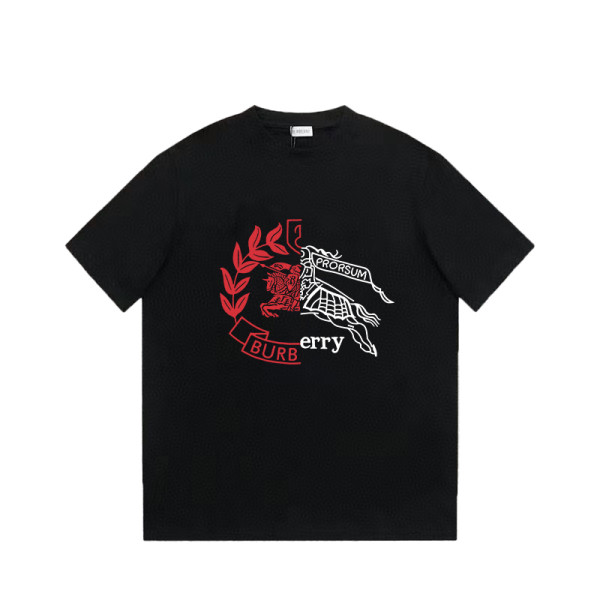日本未入荷 バーバリー コピー Burberryの軍馬柄プリント百合トレンド半袖Tシャツ