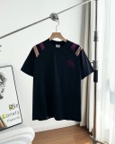 超奇跡の入荷☆ バーバリー n級品 Burberryパッチワークネックバイカラーリボン刺繍半袖Tシャツ2色