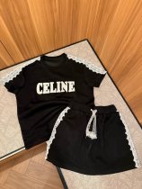 超話題! セリーヌ 激安偽物 25 ssレースシート刺繍アルファベット半袖➕スカートセット3色
