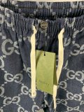 超奇跡の入荷☆ グッチ 偽物通販 GucciフルプリントジャカードダブルGデニムパンツ五分パンツ
