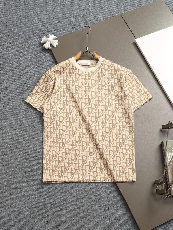 追跡付 ディオール コピーおすすめ の暗紋タオル刺繍アルファベットロゴ二重袖背格子貼布半袖