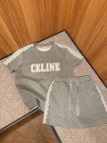 超話題! セリーヌ 激安偽物 25 ssレースシート刺繍アルファベット半袖➕スカートセット3色