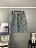 新作 グッチ コピーおすすめ GucciフルプリントジャカードダブルGデニムパンツ五分パンツ