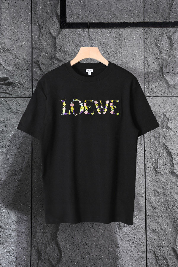 一目惚れ♪ ロエベ 激安偽物 アルファベットロゴフラワー重工刺繍オールインワン半袖Tシャツ