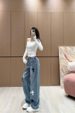 一目惚れ♪ クロムハーツ n級品 カラークロスオーバー皮付き水洗ジーンズ