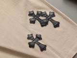 一目惚れ♪ クロムハーツ  スーパーコピー 十字架に皮を貼った半袖Tシャツ