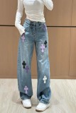一目惚れ♪ クロムハーツ n級品 カラークロスオーバー皮付き水洗ジーンズ