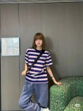 【限定】 プラダ  激安偽物 ストライプ刺繍ロゴ半袖Tシャツ