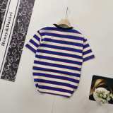 【限定】 プラダ  激安偽物 ストライプ刺繍ロゴ半袖Tシャツ