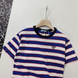 【限定】 プラダ  激安偽物 ストライプ刺繍ロゴ半袖Tシャツ