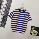 【限定】 プラダ  激安偽物 ストライプ刺繍ロゴ半袖Tシャツ