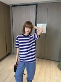 【限定】 プラダ  激安偽物 ストライプ刺繍ロゴ半袖Tシャツ