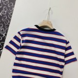 【限定】 プラダ  激安偽物 ストライプ刺繍ロゴ半袖Tシャツ