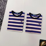 【限定】 プラダ  激安偽物 ストライプ刺繍ロゴ半袖Tシャツ