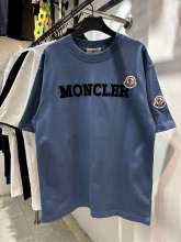 追跡付 モンクレール スーパーコピー 植毛アルファベットロゴ刺繍胸元クラシックロゴ半袖Tシャツ2色