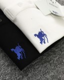 高品質 バーバリー 激安通販  の ラシックブルー戦馬小標刺繍開襟ポロシャツ半袖Tシャツ2色