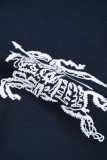 高品質 バーバリー 偽物通販 の胸に軍馬刺繍ラウンドネック半袖Tシャツ