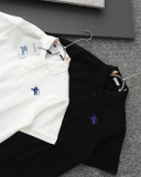 高品質 バーバリー 激安通販  の ラシックブルー戦馬小標刺繍開襟ポロシャツ半袖Tシャツ2色