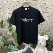 超奇跡の入荷☆ バーバリー 激安通販 のロゴアルファベットラメ刺繍コットンクルーネック半袖Tシャツ