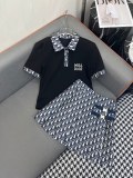 【限定】ディオール 激安通販 のTシャツ➕プリーツスカートセット2色