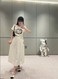 日本未入荷 グッチ n級品 の丸首ロゴトップス+ルーズスリットのハーフスカートスーツ2色