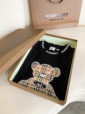 超奇跡の入荷☆ バーバリー スーパーコピー の小熊刺繍チェックシール綿素材ゆったり半袖Tシャツ