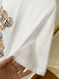 使い勝手良し バーバリー n級品 の小熊刺繍チェックシール綿素材ゆったり半袖Tシャツ