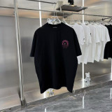 日本未入荷 クロムハーツ コピー の馬蹄レーザー焼花布刺繍カップルカジュアル半袖Tシャツ