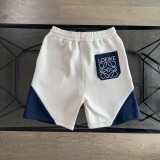 追跡付 ロエベ 偽物通販 のアルファベット刺繍パッチワークカラーパンツカジュアル5分パンツ2色