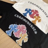 新作 クロムハーツ 激安偽物 のカラークロスカジュアル半袖Tシャツ2色