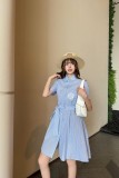 高品質 ロエベ コピーおすすめ のストライプのリボンウエストワンピース