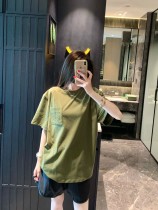 追跡付 ロエベ 激安通販 のアボカド色ポケット刺繍半袖Tシャツ