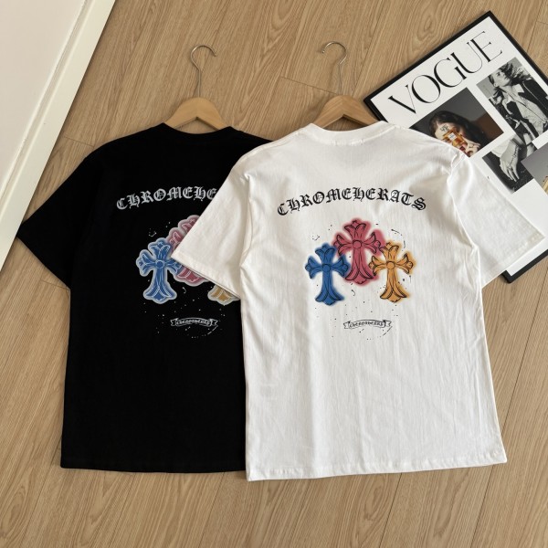 新作 クロムハーツ 激安偽物 のカラークロスカジュアル半袖Tシャツ2色